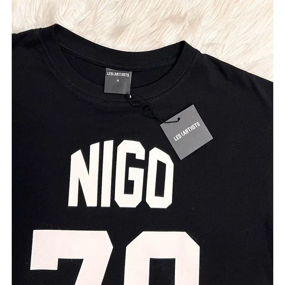 Les Artists Unisex NIGO 70 T-Shirt Black Short-sleeve Jersey Streetwear Size M - Picture 4 of 10